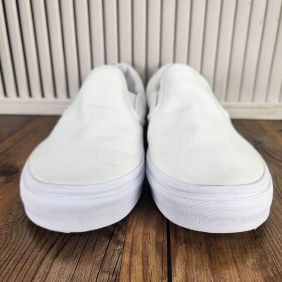 Vans Classic Slip-On Mens Size 11.5 True White Canvas Chic Skater Loafers Shoes main image 4